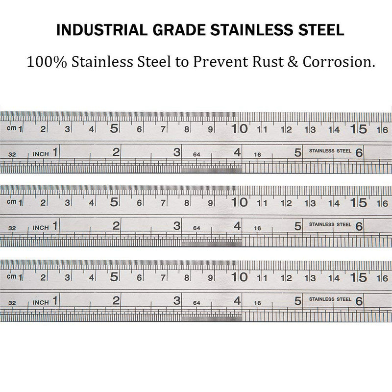 ZZTX Ruler Metal Straight Edge Stainless Steel Ruler 12 Inch Ruler Set Rulers Bulk 12 Pack