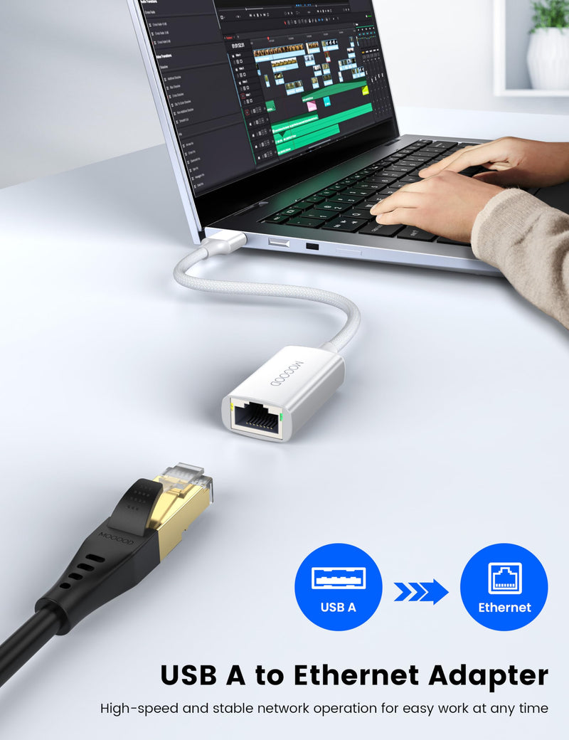 MOGOOD USB 3.0 to Gigabit Ethernet Adapter, Ethernet to USB Adapter, RJ45 Wired LAN Internet for MacBook Air 2024, MacBook Pro 2024, Asus Day Selection 4 etc