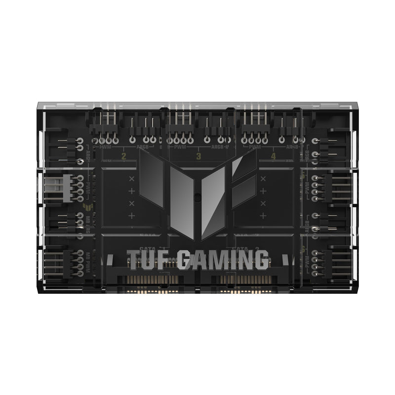 ASUS TUF Gaming ARGB PWM Fan Hub (Connects six case Fans, PWM Fan and RGB Connector, Clear Power and Operation Indicators, Stable Dual SATA Power Support), 2 Year Warranty PWM ARGB Fan Hub|Black