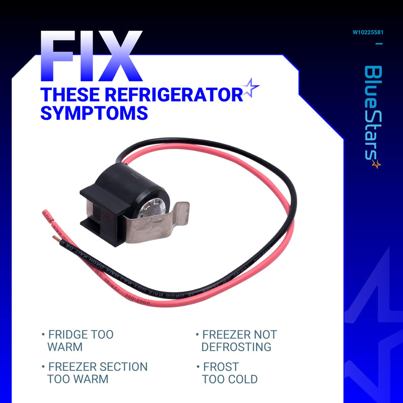 BlueStars W10225581 Refrigerator Bimetal Defrost Thermostat - Compatible with Whirlpool Kenmore - Replaces WPW10225581 PS11750673 AP6017375 2188824 2321799 W10260437 - PACK OF 4