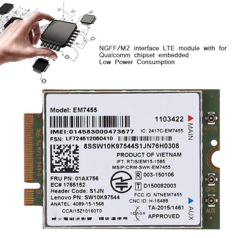 EM7455 Network Card, for ThinkPad T460 T460p T460s Wireless Network Card 4G LTE Module 300 Mbps NGFF/M2 Card for Notebook, Tablet and Ultrabook etc