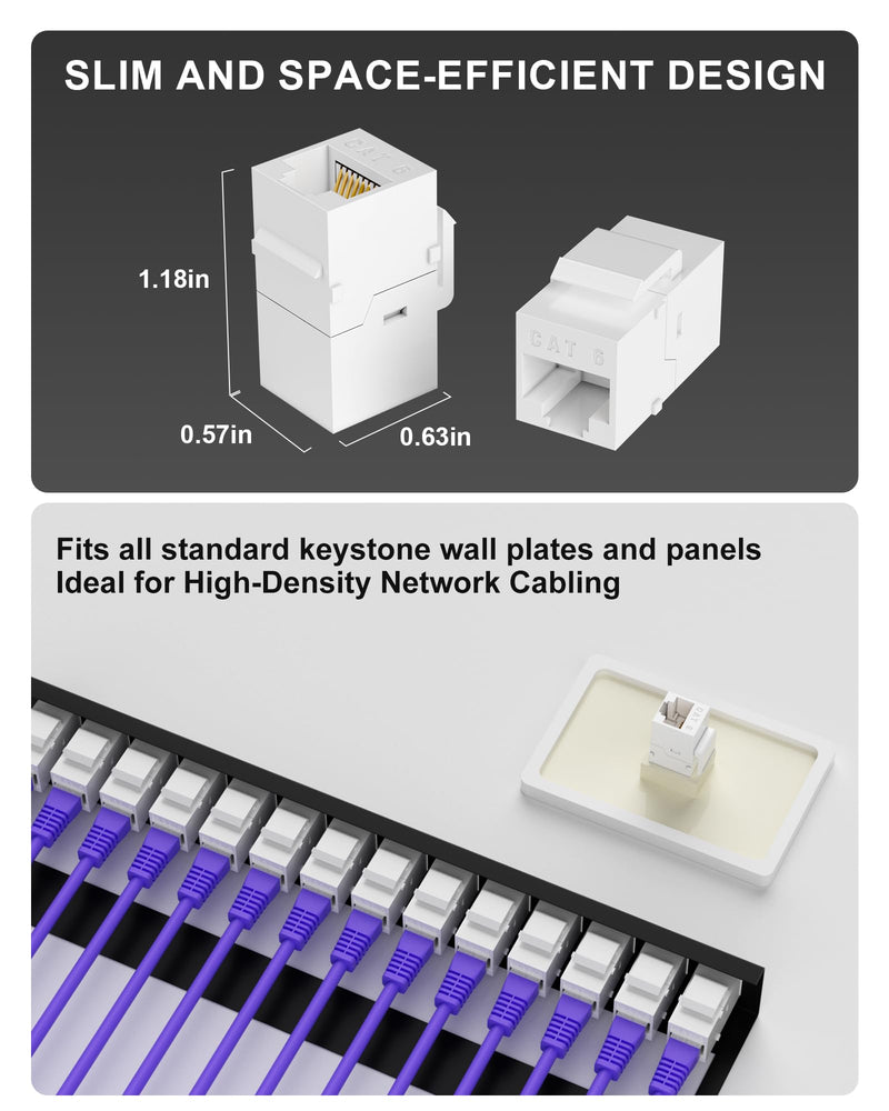 RJ45 Cat6 Keystone Coupler, 40-Pack, White | Cat 6 Keystone Jack Ethernet Coupler Female to Female for Cat6/Cat5e/Cat5 Network Cable 40Pack Cat6 UTP