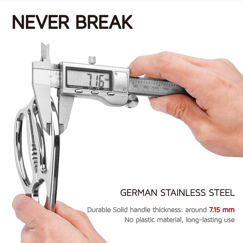 Come Apart Kitchen Shears by WELLSTAR, Multi-purpose Heavy Duty German Stainless Steel Food Scissors for Cutting Meat Poultry Chicken Vegetable, Durable One Piece Construction, Mirror Finish