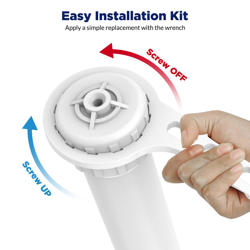 Membrane Solutions 1812/2012 24-150 GPD RO Housing Kit, Reverse Osmosis Membrane Filter Housing Replacement with Elbow Fittings, Housing Wrench, Check Valve 1812/2012 (for 24 - 150 GPD)