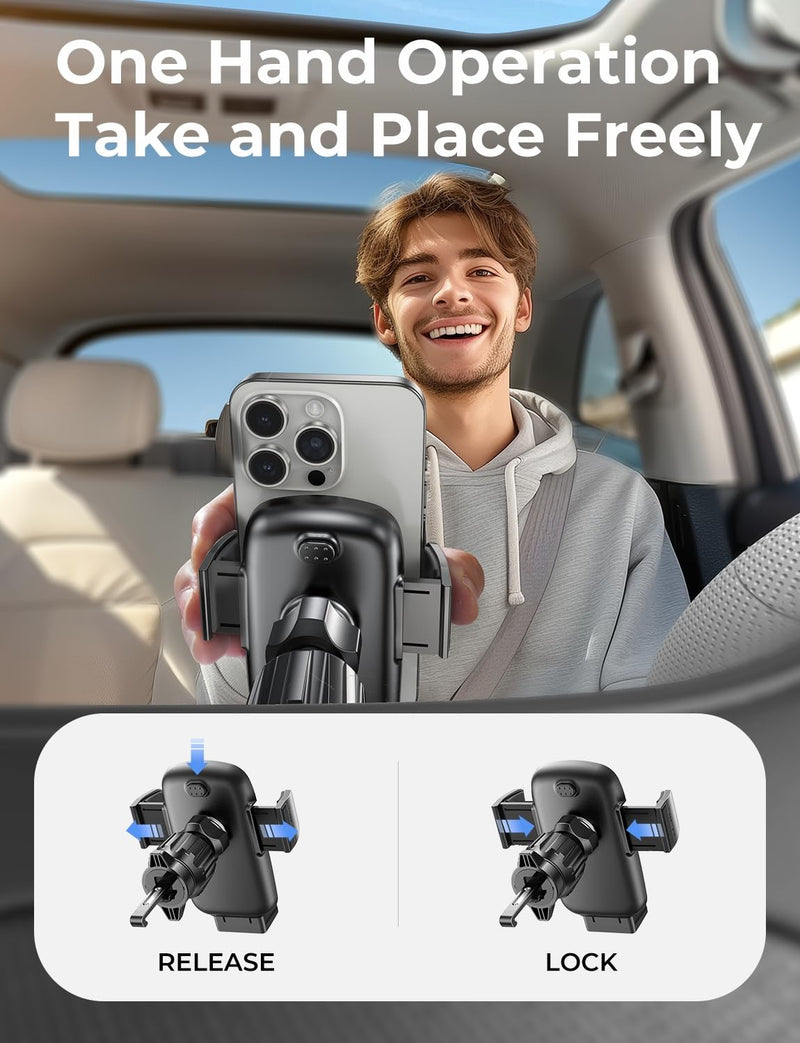 LISEN 2024 Newest Phone Mount for Car Vent, Universal Car Phone Holder Mount with Friendly Air Vent Clip Cell Phone Car Mount for iPhone Car Mount Fits iPhone 15 14 13 12 Series Samsung All Phones