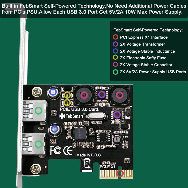 2-Ports Superspeed 5Gbps USB 3.0 PCI Express Expansion Card for Windows, MAC OS X and Linux Desktop PCs, Built in Self-Powered Technology, No Need Additional Power Supply (FS-U2S-Pro) FS-U2S-Pro