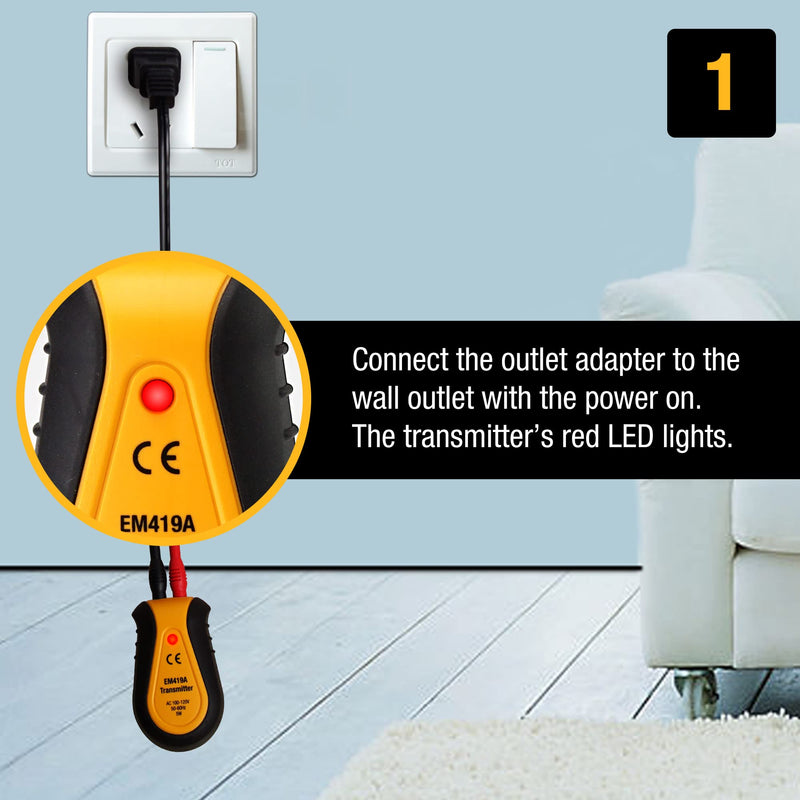 allsun AC 100-120V Circuit Finder Non-Contact Voltage Sensor Auto-Sensing Receiver Transmitter Locates AC Circuits Fuses EM419A-110V US Plug