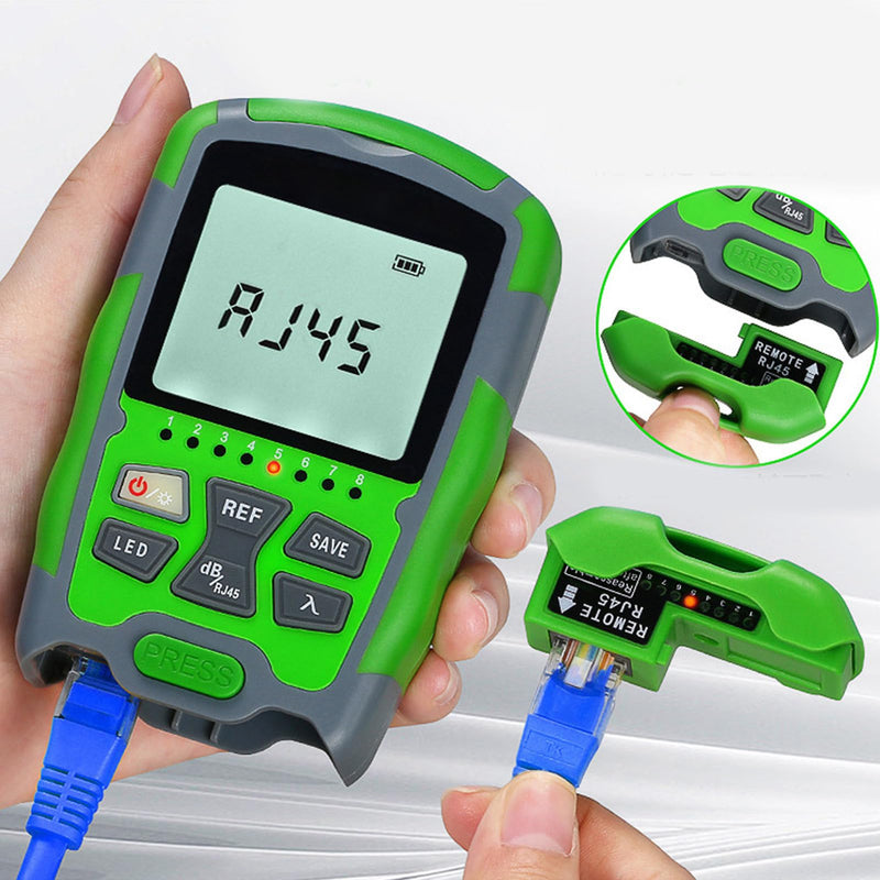 Fiber Optic Power Meter, ‑70~+10DBm 850-1700Nm Digital Display, Portable Fiber Optic Cable Tester Tool with Universal Interface, for Detecting Cable Faults