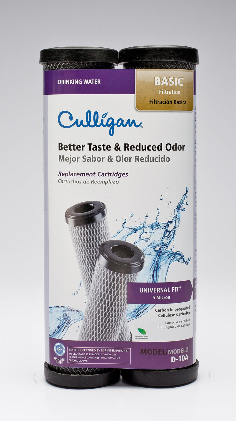 Culligan D-10A 2PK Carb Filtration Replacement Cartridge, 2 Count (Pack of 2), Gray 1 Count (Pack of 2) אפור