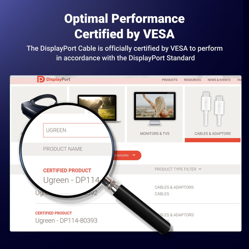 UGREEN 8K Displayport KVM Switch DP 1.4 with 4 USB 3.0 Ports (3 USB-A + 1 USB-C) Bundle with UGREEN VESA Certified 8K DisplayPort Cable 6.6FT, DP 1.4 Cable