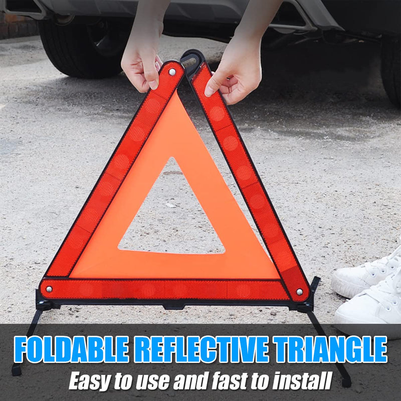 AUKEPO Warning Triangles, Foldable Car Road Warning Reflective Triangles, Emergency Triangle for Vehicles Breakdown, Slow Moving Vehicle Triangle Reflector Safety Triangle Kit