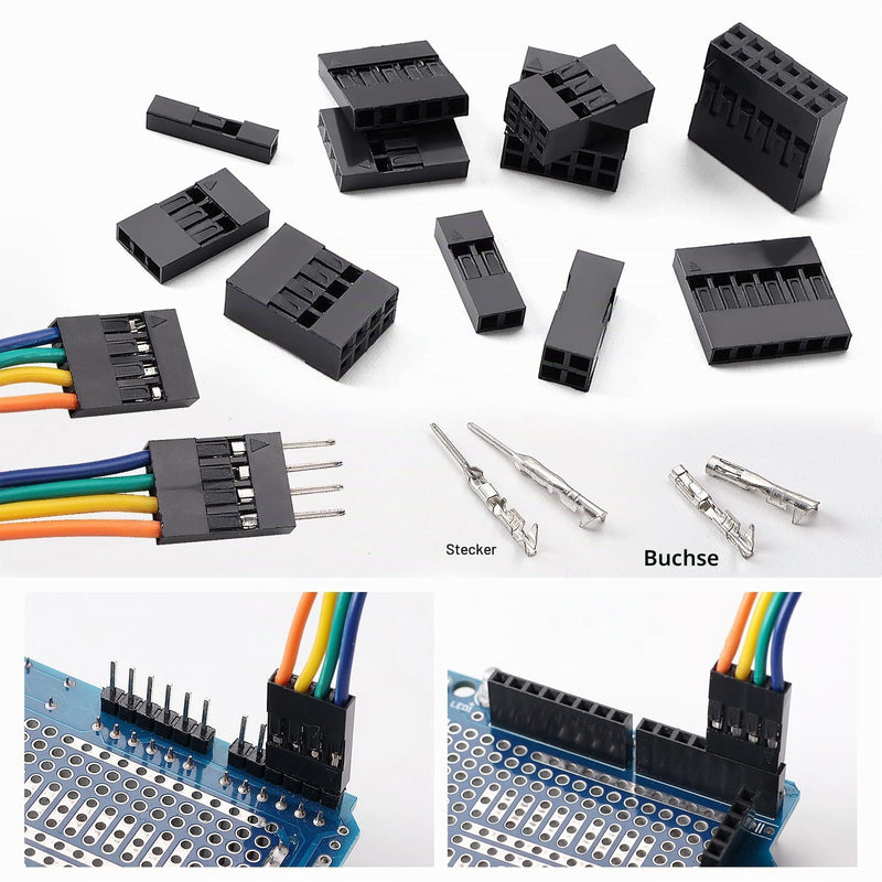 YIXISI 620 Pieces 2.54 mm Pitch 1/2/3/4/5/6 Pin Dupont Connector Kit, Pin Header Plug Housing, Dupont Male Female Crimp Connector