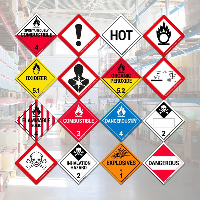 ChromaLabel 1 Inch Permanent Durable Square D.O.T. Hazard Labels, Class 5.1 Oxidizer, 250/Roll 1" x 1" Class 5.1 Oxidezer