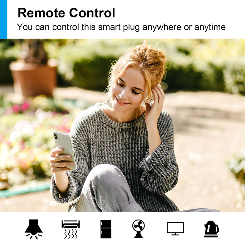 ANTELA WLAN smart socket with current measurement 16A, smart home socket compatible with Alexa/Google Home, power consumption measurement, voice control, APP remote control, 2.4GHz, 4 PCs