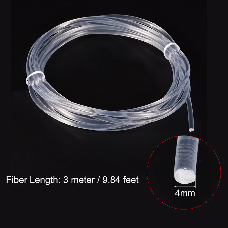sourcing map PMMA side glow fiber optic cable 4mm 3.0M for LED light guides in the home, hotel