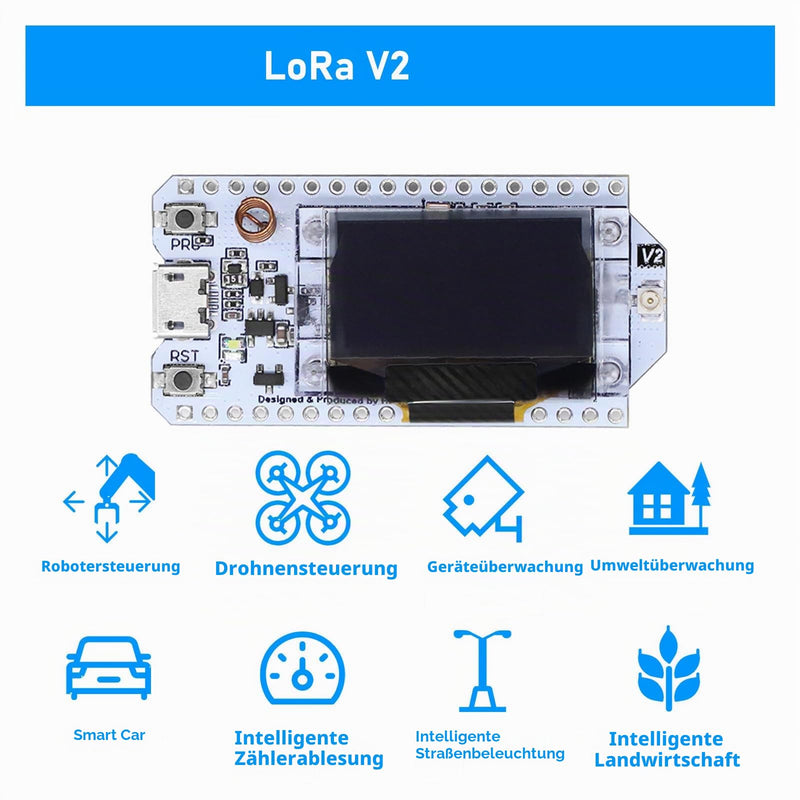 LoRa ESP Module, SX1276 LoRa V2 Board with OLED Display and Antenna, V2 ESP WiFi Bluetooth IOT Board CP2012 868MHz-915MHz for Arduino