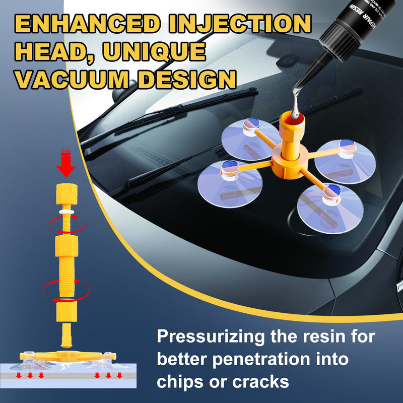 Windshield Crack Repair Kit, Glass Repair Kit Windshield, Car Windshield Repair Kit for Chips and Cracks, Quick Fix Star-Shaped Crack