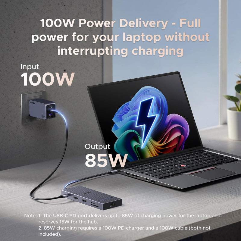 UGREEN Revodock Pro 11-in-1 Docking Station: 4K@120Hz DP+HDMI, Dual 10Gbps USB-C, 100W PD, SD/TF, Gigabit Ethernet, 3.5mm Audio, Aluminum Body for MacBook/Dell/HP/Lenovo
