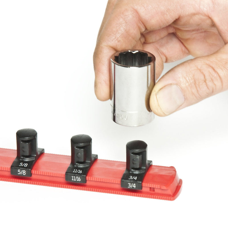 Ernst Manufacturing 18-Inch Socket Organizer with 18 3/8-Inch Twist Lock Clips, Red (8401-Red-3/8) (Pack of 5) 3/8-Inch Twist Clips (Pack of 5)
