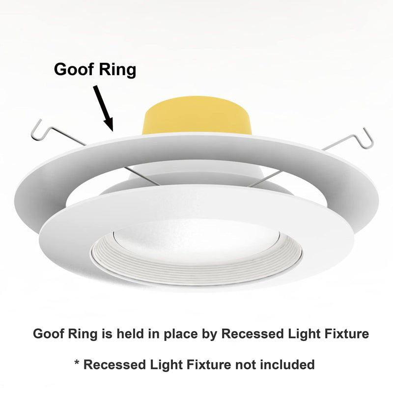 25 Pack Gloss White Goof Trim Ring for 6" Inch Recessed Can Lighting Down Light, Outer Diameter 8 Inches 25 Pack