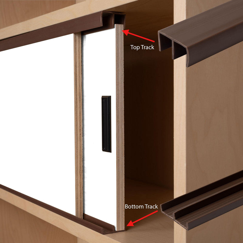 1/2" Panel Sliding Door Track - 36" Brown Plastic Upper & Lower Set, USA Made, Pack of 1 - Outwater 3 Feet (36 Inches)