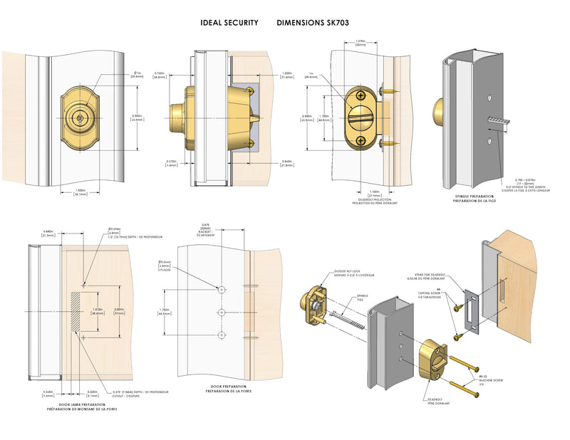 Ideal Security Model 703 Keyed Deadbolt for Storm and Screen Doors, White