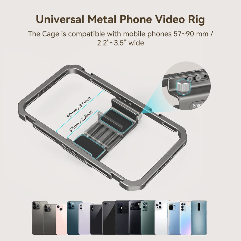SmallRig Universal Phone Cage, Smartphone Video Rig Kit with Handles, Handheld Filmmaking Vlogging Case Stabilizer for Videomaker, for iPhone for Samsung for Pixel and Other Android Phones Cage w/ Dual Handles