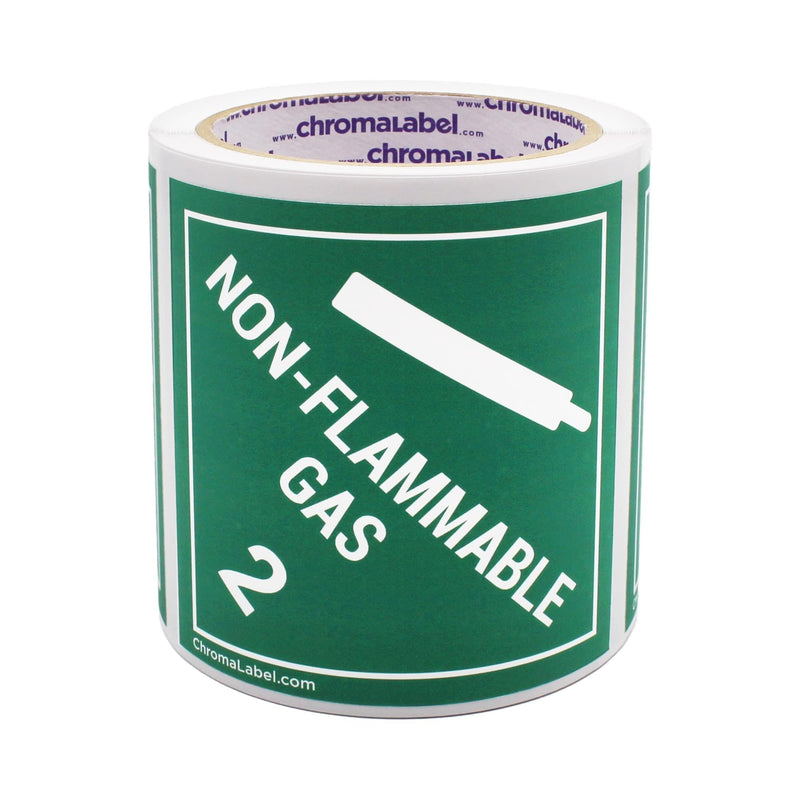ChromaLabel 4 by 4 Permanent Durable Square D.O.T. Hazard Labels, Hazard Class 2 Non-Flammable Gas Label, 100/Roll 4" x 4"