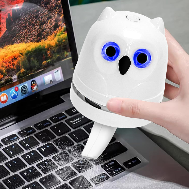 Mini Desktop Vacuum Cleaner Cute Owl Mini Vacuum Cleaner Desk Vacuum Sweeper for Tabletop Cleaning Eraser Waste, Crumbs, Hair, Paper Scraps Computer Piano Keyboard Car Vacuum