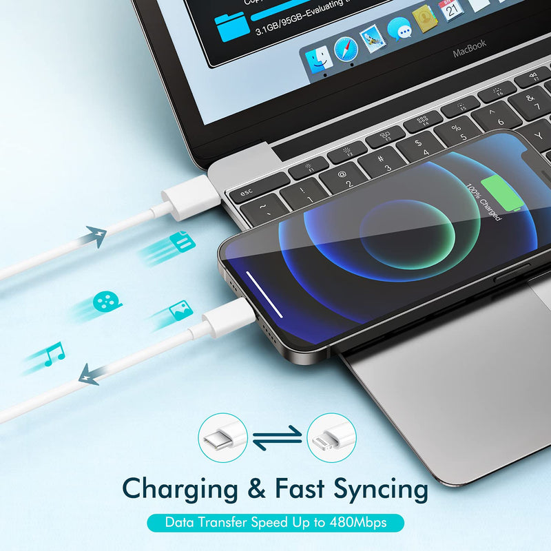 Extra Long 10FT Apple Fast Charger,[Apple MFi Certified]2Pack Fast iPhone Charger Travel Plug Adapter 20W Super Quick USB C Wall Block 10Foot Lightning Cable Cord for iPhone 14/13/12/11/8/X/XR/SE/iPad 2Pack(10FT C-L) 2