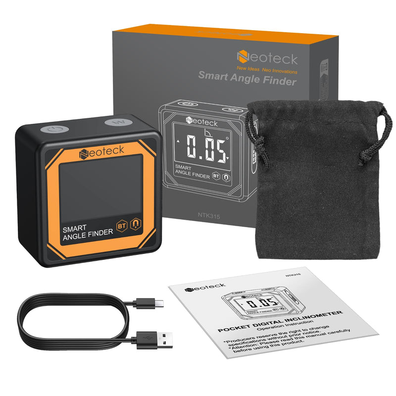Neoteck Digital Inclinometer Mini with Wireless Transmission Portable Digital Protractor Level Box for Woodworking, Construction, Mechanical Engineering