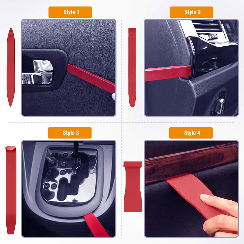 GOOACC 8PCS Auto Trim Scratch Removal Tool Car Audio Dash Panel Window Molding Fastener Remover Tool Kit-Red Red