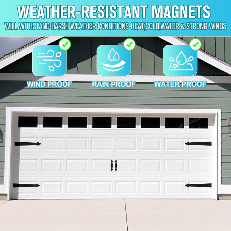 Magnetic Garage Door Hardware,Garage Door Magnetic Decorative Hardware 8 Hinges + 4 Handles for Iron Door,Easy Install,Durable & Waterproof (Classics Style,2 Pack) Traditional