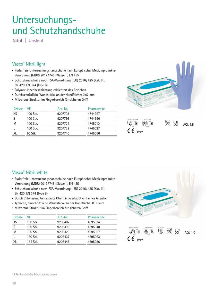 B. Braun Vasco Nitrile light disposable gloves, examination gloves, size M, 100 pieces