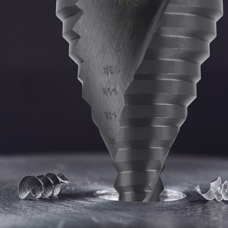 Lichamp Jumbo 2-3/8" Unibit Step Drill Bit for Metal, Extra Large Drill Stepper Bit for Hard Metal Heavy Duty, 12 Sizes from 1/4" to 2-3/8", Spiral Grooved, C5BK 12 Sizes,1/4" to 2-3/8"