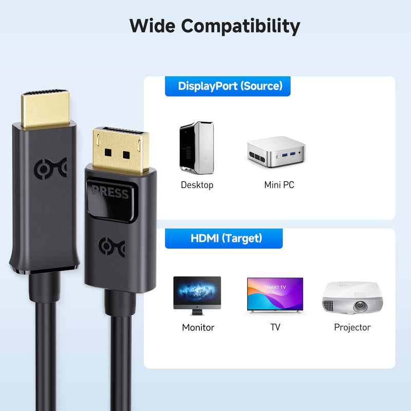 Cable Matters Unidirectional DisplayPort to HDMI Cable - 25ft, Gold-Plated DP to HDMI Cable, Display Port to HDTV/Monitor/Projector Conversion Cord 25 Feet 1-Pack