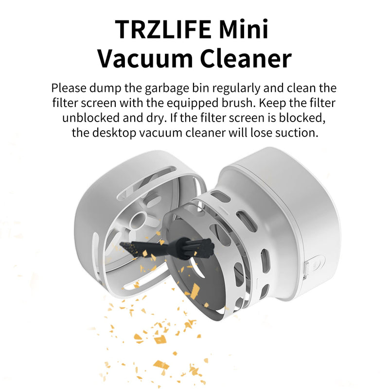 TRZLIFE Desk Vacuum, Upgraded Version of Mini Desk Vacuum Cleaner More Durable Desk Accessory Sucks Tiny Items and Crumbs on Desktop Drawer Countertop Ideal Tech White Elephant Gift Pink