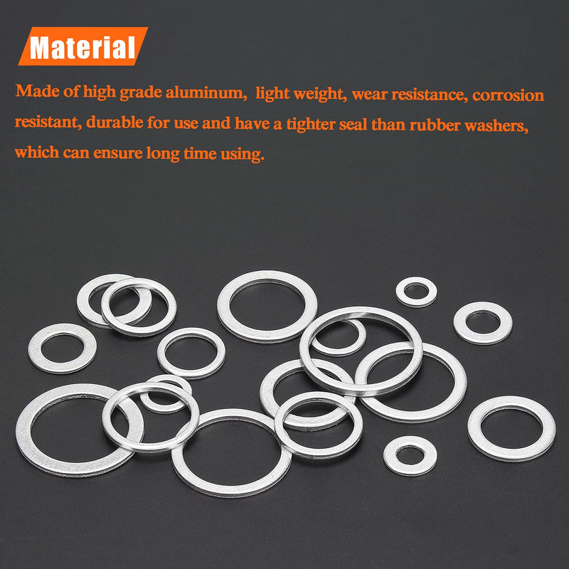 100 Pieces M12x18x1.5mm Automotive Drain Plug Gaskets, Oil Crush Washers, Aluminum Flat Washers, Inner Diameter 12mm, Outer Diameter 18mm, Thickness 1.5mm