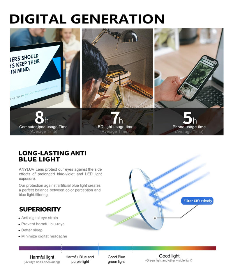 ANYLUV Blue-Light-Glasses Men Blue-Light Blocking-Glasses: Mens Bluelight Glasses Computer Screen Blocker Eyes Protection A02-gold/Black Everyday Protection