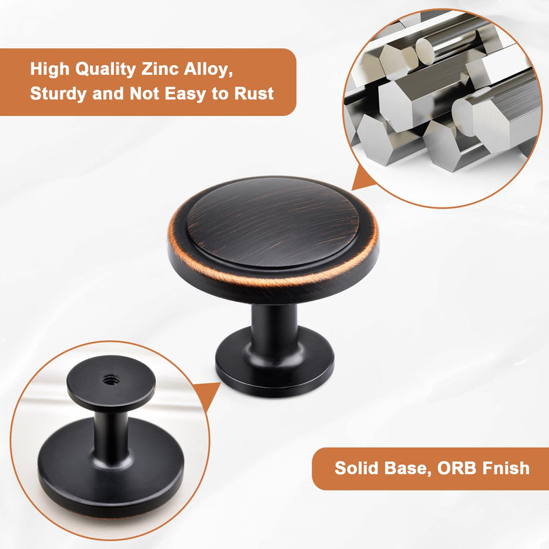 WEAVERBIRD Round Brushed Oil Rubbed Bronze Finish Cabinet Knobs, Zinc Alloy Kitchen Drawer Hardware Knobs for Cabinets, 1-1/4" Diameter, Pack of 25 25 Packs