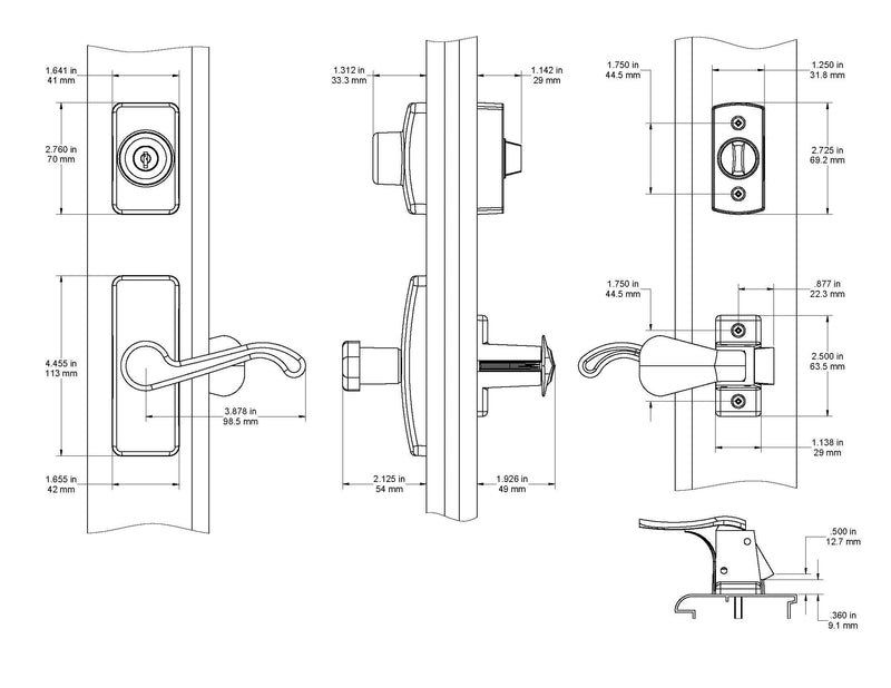 Ideal Security GL Door Lever Set with Keyed Deadbolt Lock for Storm and Screen Doors, White (4-Piece Set) 4-piece set