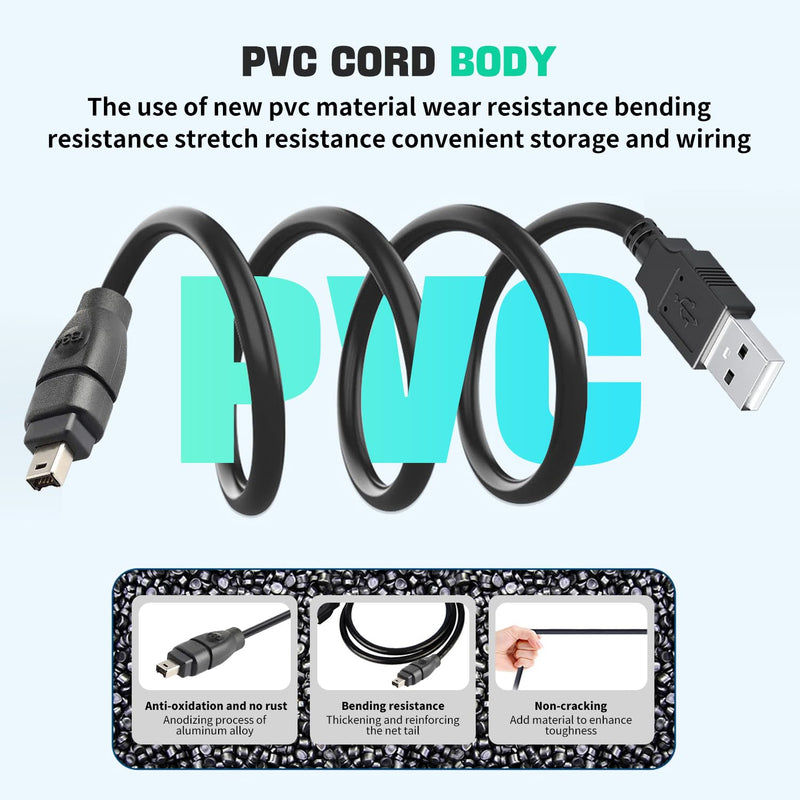 LBSC USB 2.0 Male to IEEE 1394 4Pin Male iLink Adapter Convertor Cable Cord Firewire to USB for DCR-TRV75E DV