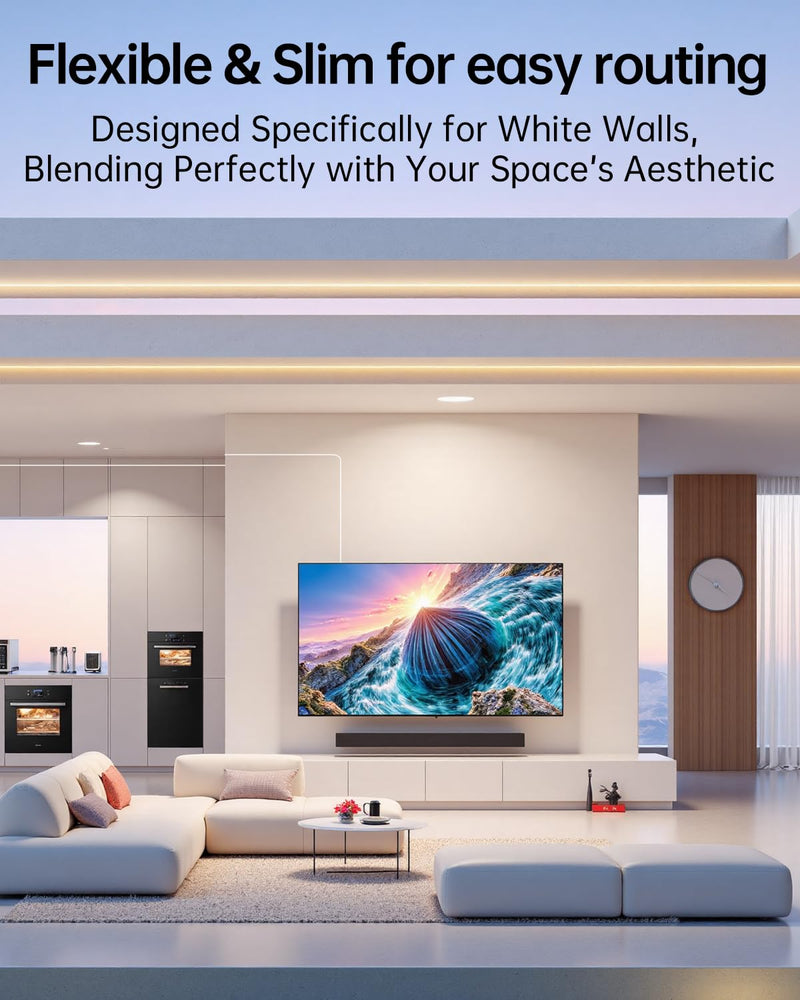 10K 8K Fiber Optic HDMI 2.1 Cable 16.5ft, HDMI Cable White Super Flexible 48Gbps, 8K60Hz & 4K120Hz, Support eARC, Dolby, HDCP 2.2&2.3, HDR 10, Compatible with Blu-ray Roku LG PS5 PS4 Xbox 16.4FT