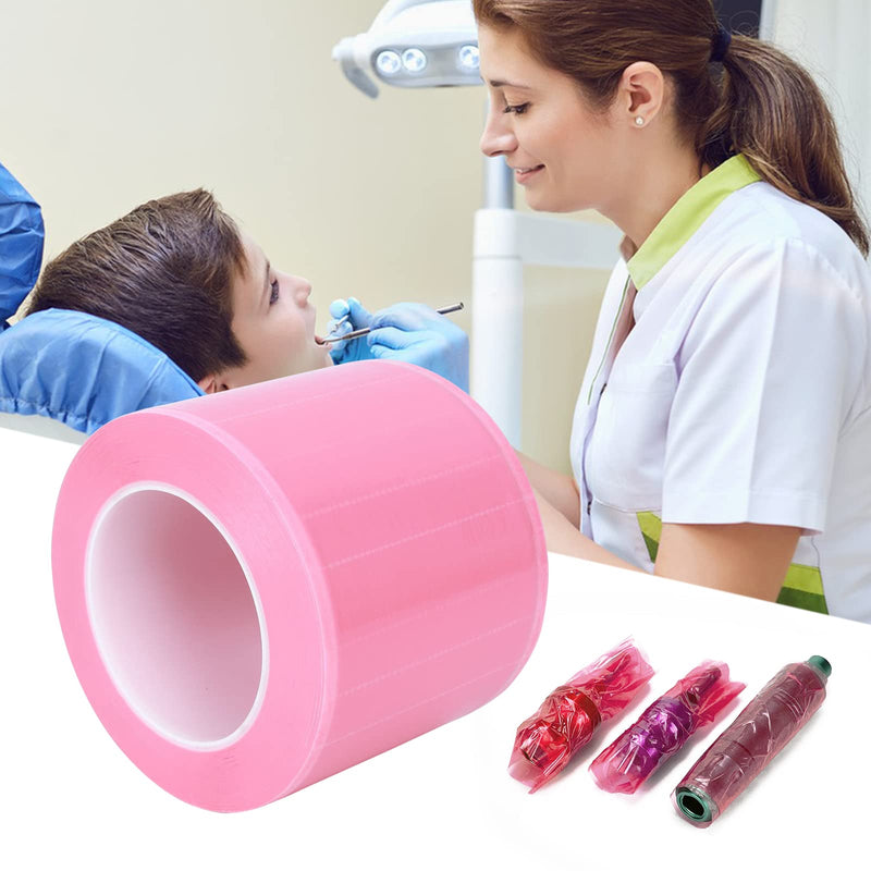Dental Protective Film 1200 Sheets, PE Disposable Protective Film, Plastic Tattoo Protective Film for Dental Materials Barrier Film Sticky (Pink) Pink