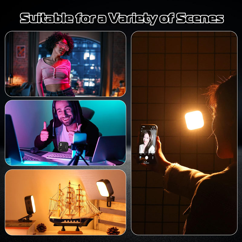 Ulanzi U60 RGB Video Light, Portable LED Camera Light with 360° Color CRI≥95 2500-9000K Dimmable Panel Lamp,2500mAh LED Panel Photography Lighting w Quick Release Cold Shoe Adapter and Clip-Black Black