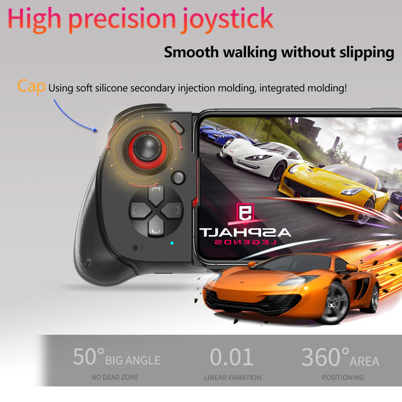 Wireless Cloud Gaming Controller for iOS, Android, Windows PC, including iPhone15/14/13, Steam etc.. Hall trigger, Linear trigger and Analog trigger E-Sports Handle Gamepad, Bluetooth Black