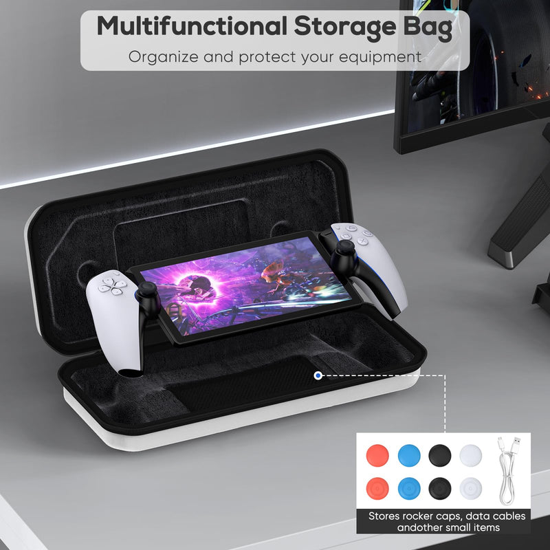 Klipdasse Carrying Case for PlayStation Portal Remote Player, Protective EVA Hard Shell Portable Carry Handbag Full Protective Case for PlayStation Portal Accessories（white White