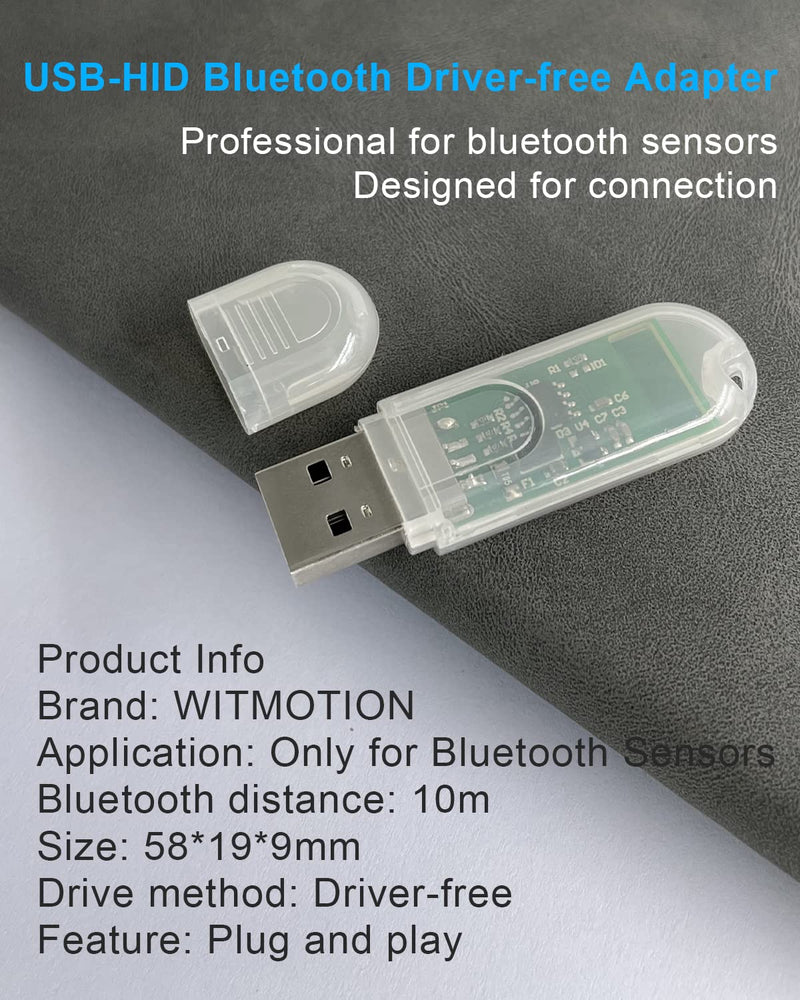WitMotion USB-HID Wireless Bluetooth Adapter, HID Tech, BT-02 ChipCH340 Driver, Anti-Dust, Small-in-size, Plug & PlayDongle for WITMOTION Bluetooth Sensors (BWT61/BWT61CL/BWT901CL)
