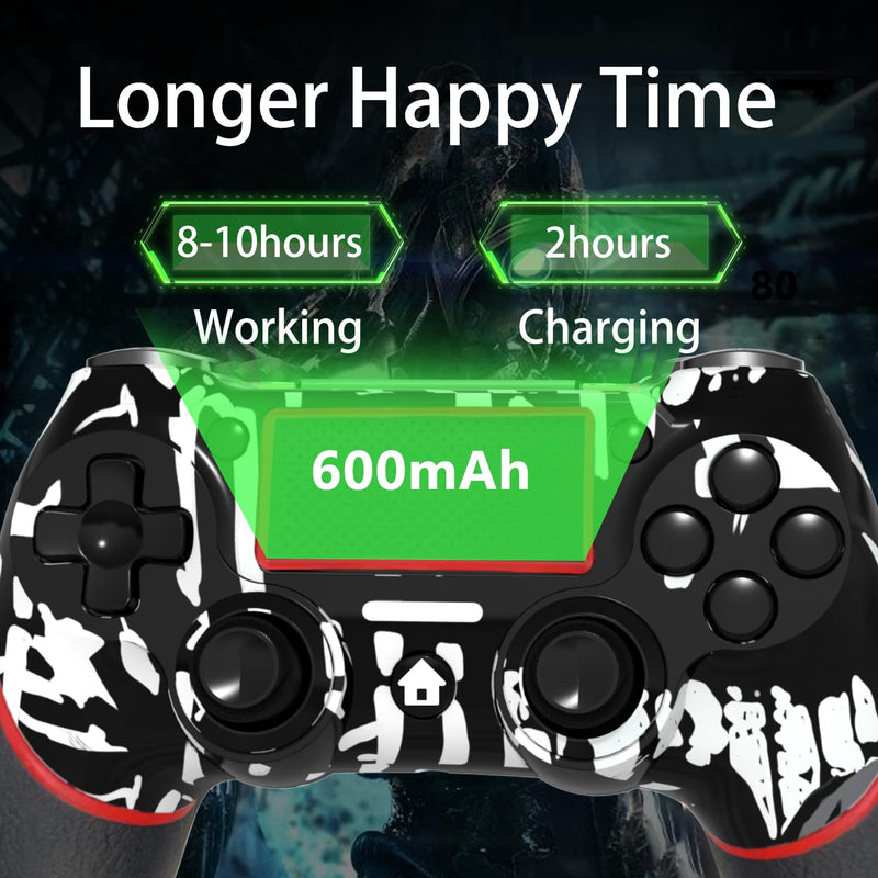 SZDILONG 【Upgraded Wireless Controller for Ps4 Gamepad Compatible with Ps4/Pro/Slim/Windows PC,Joystick for PS4 with Touchpad/Stereo Headphone Jack/Six-axis Motion Control/Charging Cable (SKULL) SKULL