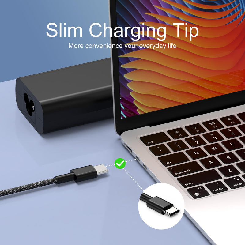 New Slim Charger for Dell 65W USB-C Laptop XPS and Latitude Fast Charging Type C Travel Laptop Power Adapter